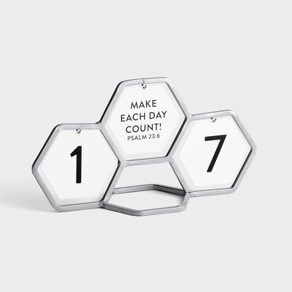 Dayspring-Geometric Countdown Calendar with 8 Interchangeable Messages - Silver - Picture 2 of 6